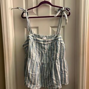 Striped Blue and White Sleeveless Top